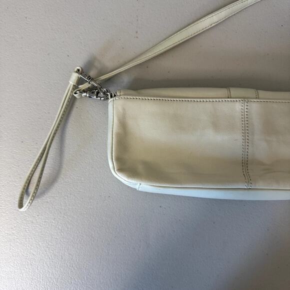 VTG Crossbody White Ivory Purse Bag 100% Leather - Picture 6 of 10